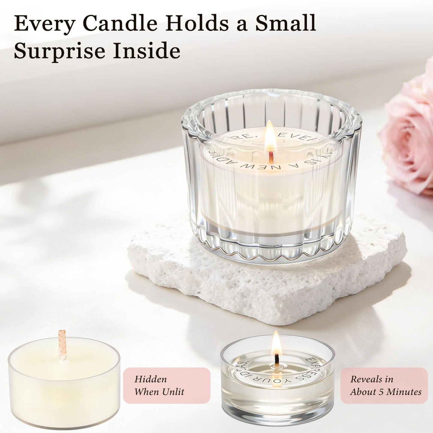 TUZELIYA Candle Gifts for Women, 12 Pack Secret Message Candles with 12 Scents, Birthday Gifts for Women, GirlfriendGifts for Her, Scented Tealight Candle Set with Gift Box & Card