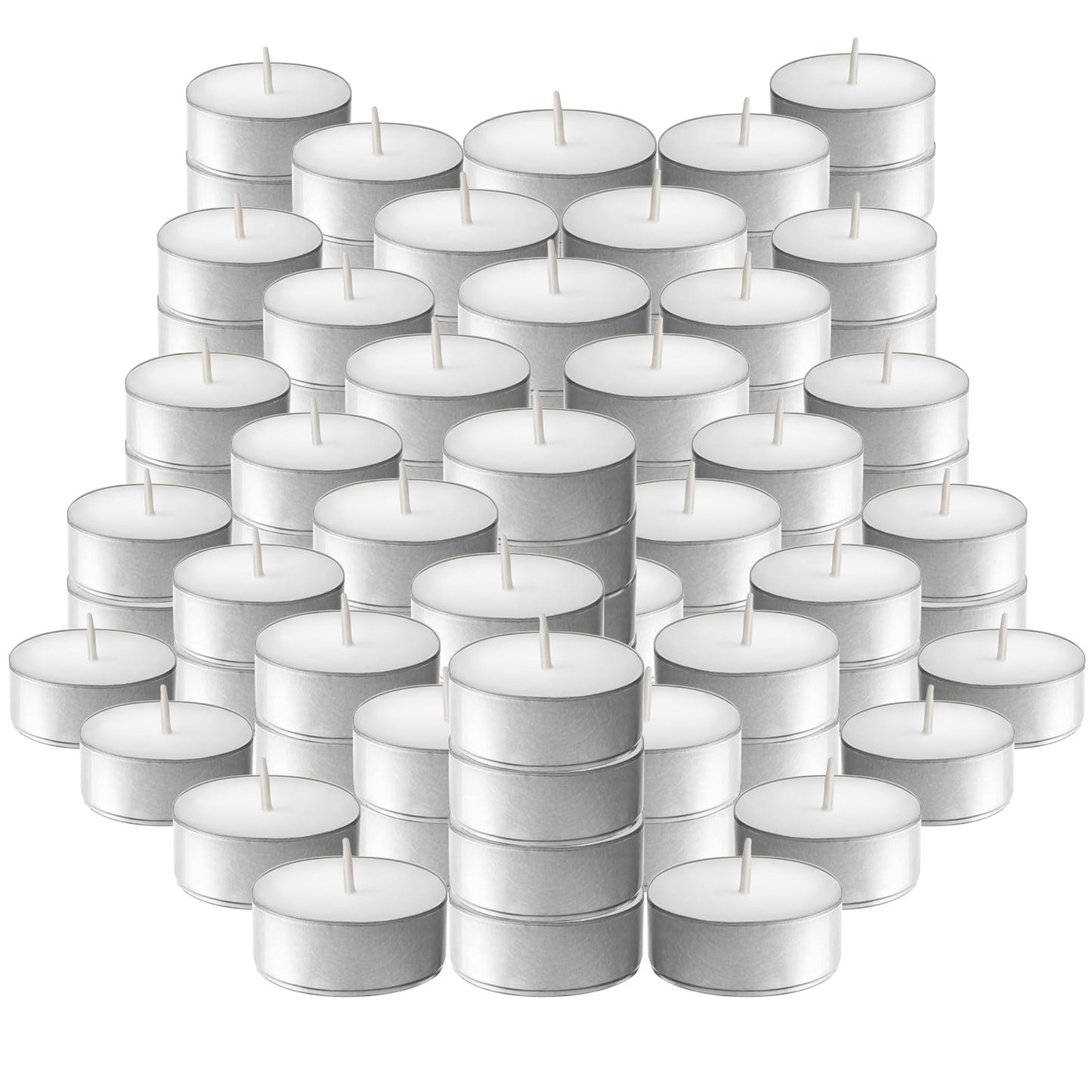 L'ner Tea Light Candles – Set of 100 Unscented Tea Lights – Burns Aprx. 4 Hours – Party & Ambience Candles – Restaurant Decorations