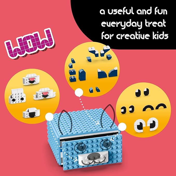 LEGO DOTS Creative Animal Drawer Building Toy 41805 Buildable Treasure Box Jewelry Box Desk Caddy Storage Box Arts and Crafts DIY Toy Mosaic Making Kit for Creative Kids Boys Girls Age 6+