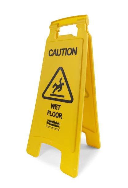 Rubbermaid Commercial Products "Caution Wet Floor" Sign, 26-Inch, Yellow, 2-Sided, Floor Warning Sign for Public Spaces, Pack of 6