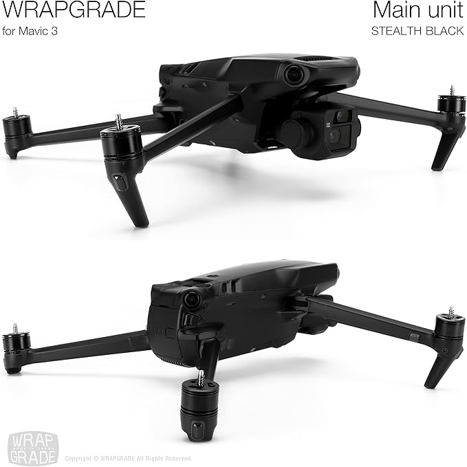 WRAPGRADE Full Skin Stickers for DJI Mavic 3 / Mavic 3 Classic (STEALTH BLACK)