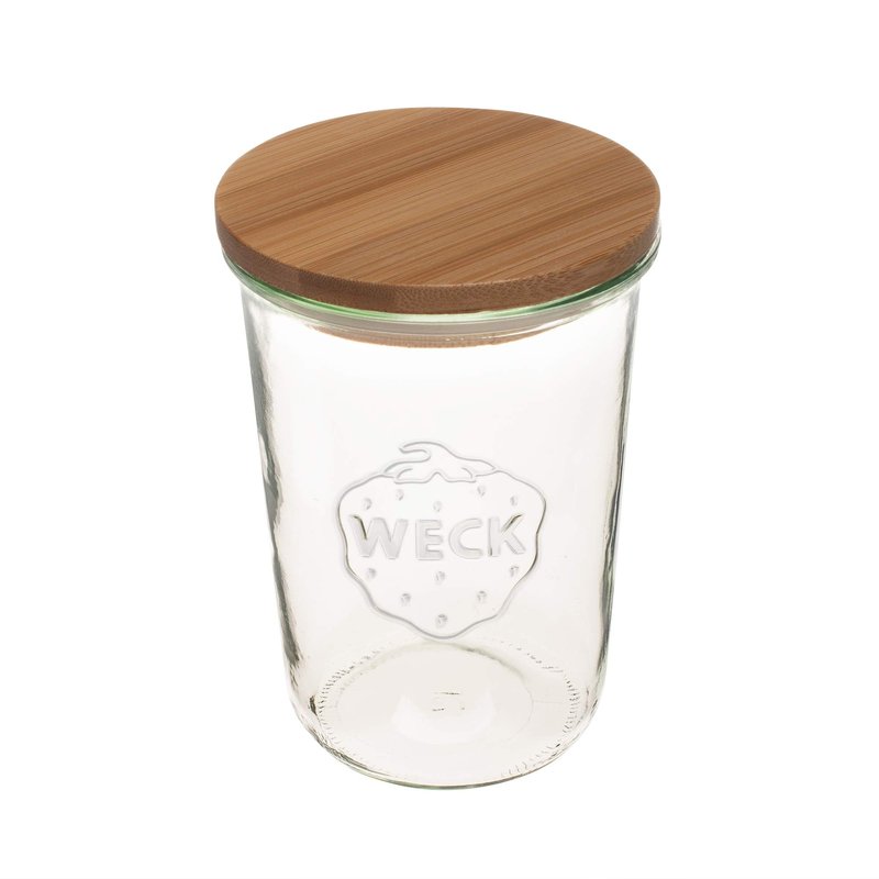 Weck Canning Jars 743-25.3 fl. oz Weck Mold Jars - Eco-Friendly Canning Jar - Storage for Food, Yogurt with Air Tight Seal and Lid - 3/4 Liter Tall Jars Set - Set of (2 Jars with Wooden Lids)