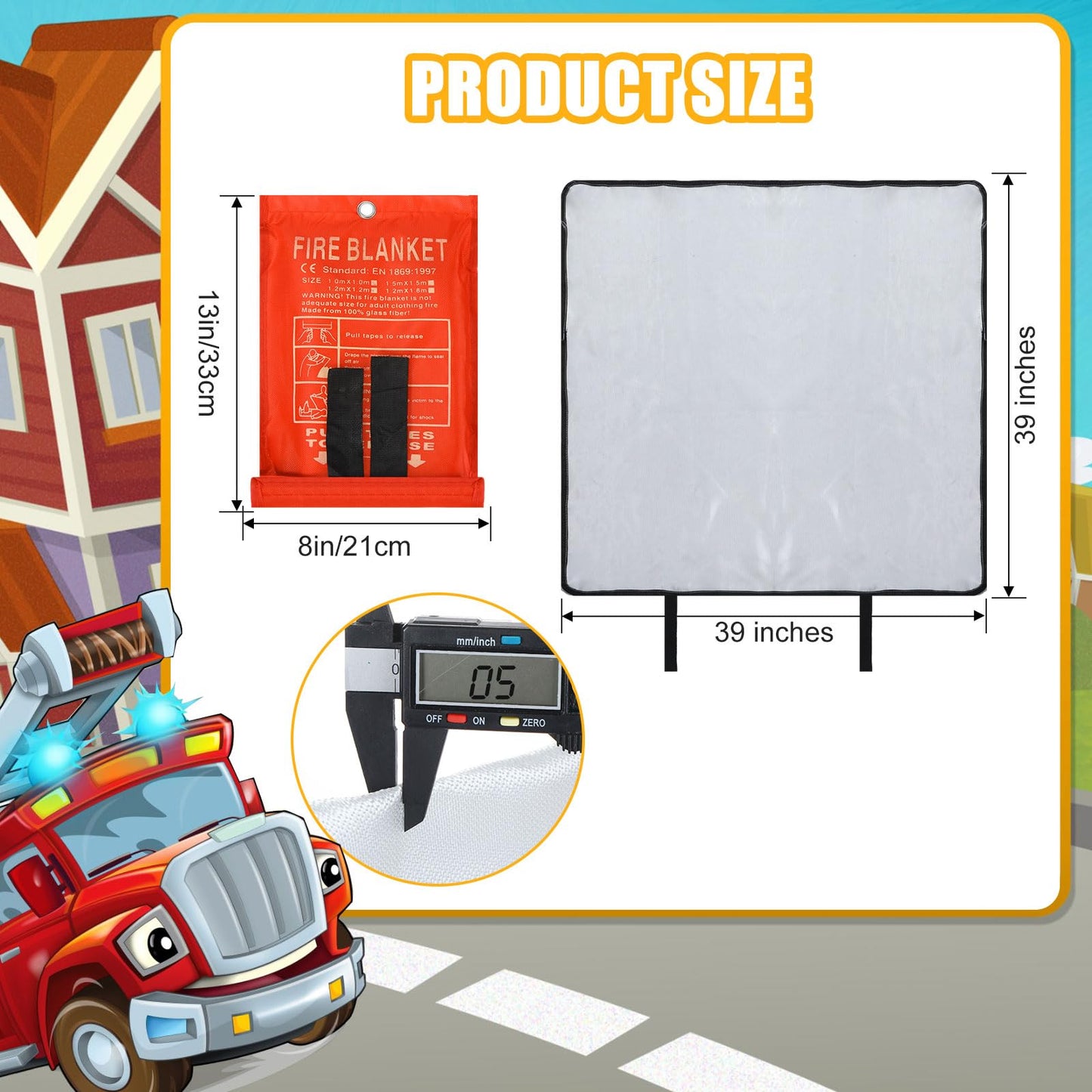 Copkim 50 Pack Fire Blanket for Home and Kitchen Bulk 39 x 39 Inch Emergency Fire Blanket Fiberglass Fire Blankets Emergency Fire Retardant Blankets for Home,Kitchen,Camping School(Orange)