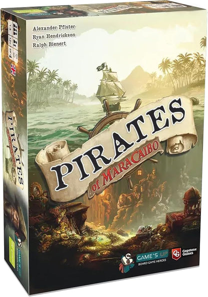 Capstone Games Strategy Board Game Pirates of Maracaibo for Ages 14+ | Competitive Multiplayer Pirate Adventure with Ship Upgrades Treasure Hunting and Exploration | 1-4 Players 25-100 Min Playtime