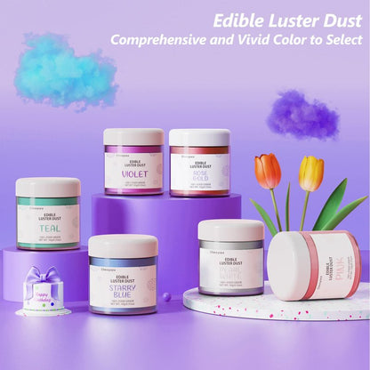 Violet Edible Luster Dust 10 Grams, Food Grade Cake Luster Dust Tasteless Dessert Dusting Powders for Baking Cherrysea Food Coloring Powder for Cupcakes, Cake Pops,Fondant,Chocolate, Candy