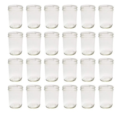 North Mountain Supply 8 Ounce Glass Regular Mouth Tapered Mason Canning Jars - No Lids - Case of 24