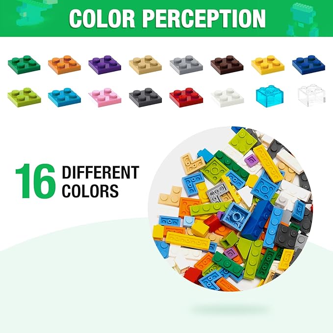 1600 Pieces Building Bricks Building Bulk Block with 2 Packs 24x24 Studs Sticky Plate and 46PCS Wheel Accessory - Compatible with All Major Bricks Gfits for Kid - 18 Shape/16 Colo