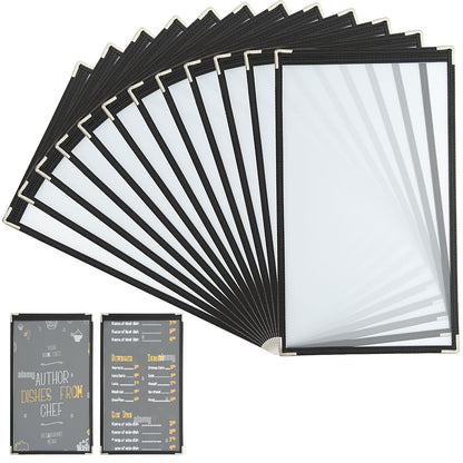 FVIEXE 12PCS 8.5 x 14 Inch Menu Covers Single Page 2 View, Transparent Restaurant Menu Holder for Restaurant Bar Cafe (Black)