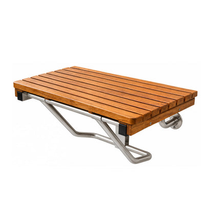 Teak Shower Seat Bench – ADA Compliant Folding Teak Shower Bench, Wall Mounted Fold Up Bath Seat, 400 lb Capacity, Waterproof Teak Wood (24 Inches)