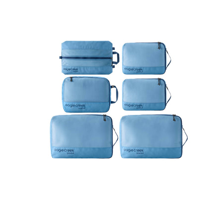 Eagle Creek Pack-It Reveal Extended Stay Set - Compression Travel Packing Cubes Set - Eco-Friendly - Quick-Drying, Water-Resistant Fabric - Pack of 6 - Blue Dawn