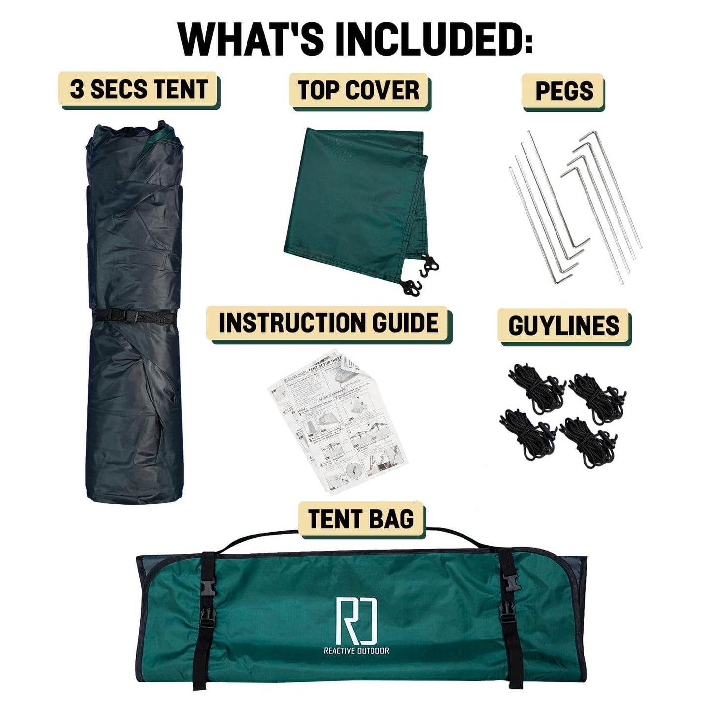Reactive Outdoor Tent - 3 Second Tent - 3 Sec Instant Pop Up - Easy and Quick Setup Camping - 1 Person Setup Waterproof Double Layer Outdoor Camping (Large (2-3 Person))