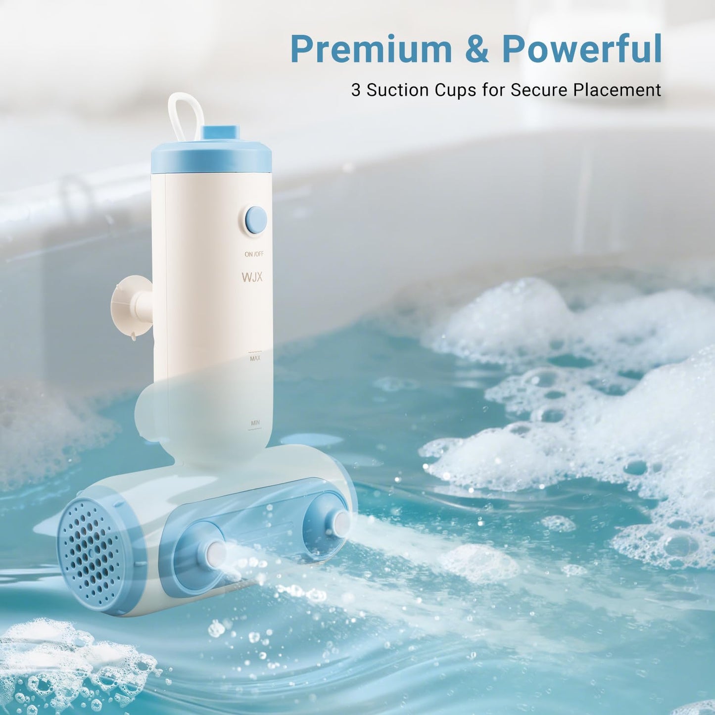 Portable Jet Spa for Bathtub - Electric Bath Jets for Tub with Dual Hydro Massage Nozzles & Soothing Bubbles, Adjustable Whirlpool Effect for Relaxing Home Spa Experience Freestanding (blue and white)