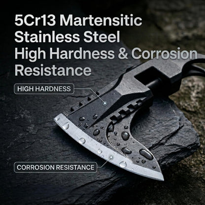Muti-Functional Axe, Shovel, Saw Knife Kit, 5Cr13 Martensitic Stainless Steel Axe Head, 7075 Aluminum Camping Hatchet. Secure Locking Collar Hatchet.