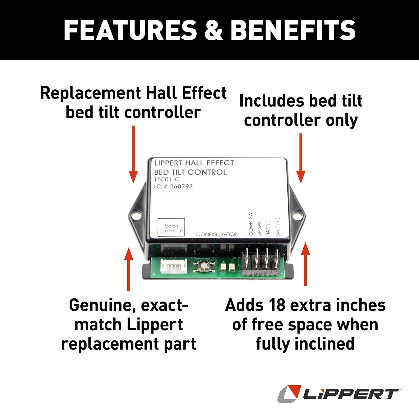 Lippert Hall Effect Replacement RV Bed Tilt Controller Module for 5th Wheel Campers, Travel Trailers, Fits Schwintek Systems, Exact-Match Component - 260793