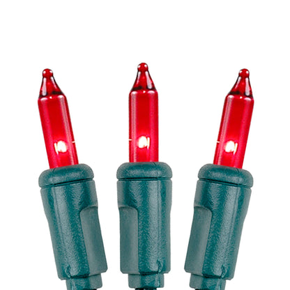 Novelty Lights Red Mini Light String, 8.5ft, 20 Bulbs, Incandescent, Green Wire, 4in Bulb Spacing, Model CG20/NS-G-RE