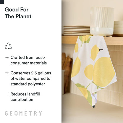 GEOMETRY Kitchen Tea Towels - Quick Dry Microfiber Dish Towels for Kitchen Sunny Lemons, 18" x 30" 1 Pack