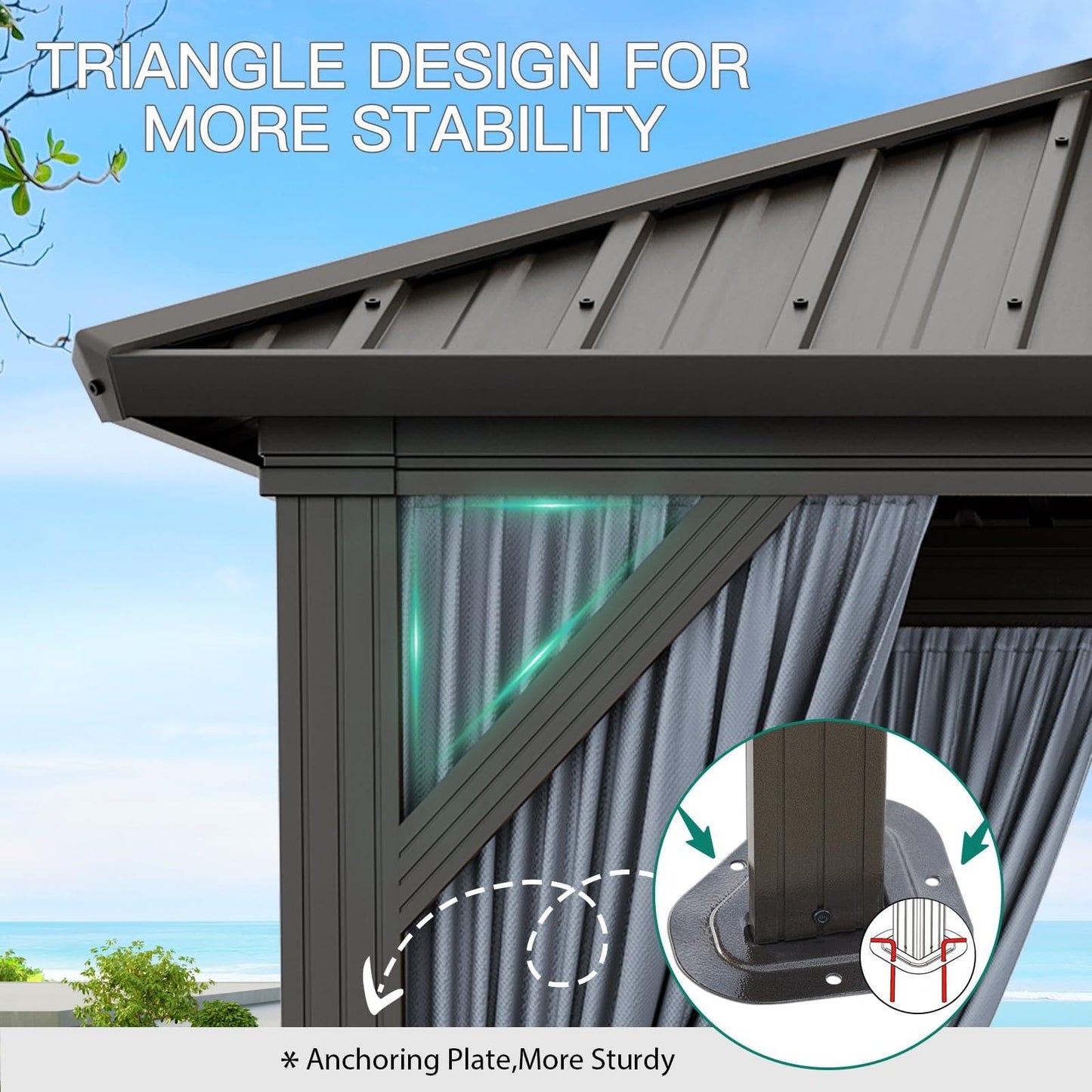 10x10 ft Double Roof Hardtop Gazebo, Heavy Duty Galvanized Steel Pavilion with Netting and Curtains, Metal Roof Patio Gazebo for Terrace, Lawn, and Deck, Gray