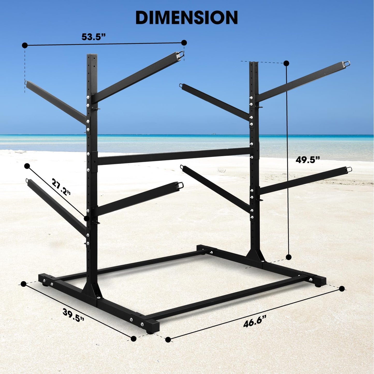 TPHUC Kayak Stand Freestanding Storage Rack for Kayak Canoe, Boat, Sup, Surfboard Bracket for Indoor, Outdoor, Garage, Shed, Dock with Lockable Wheel Wide Adjustable (4 Levels, Style 2)