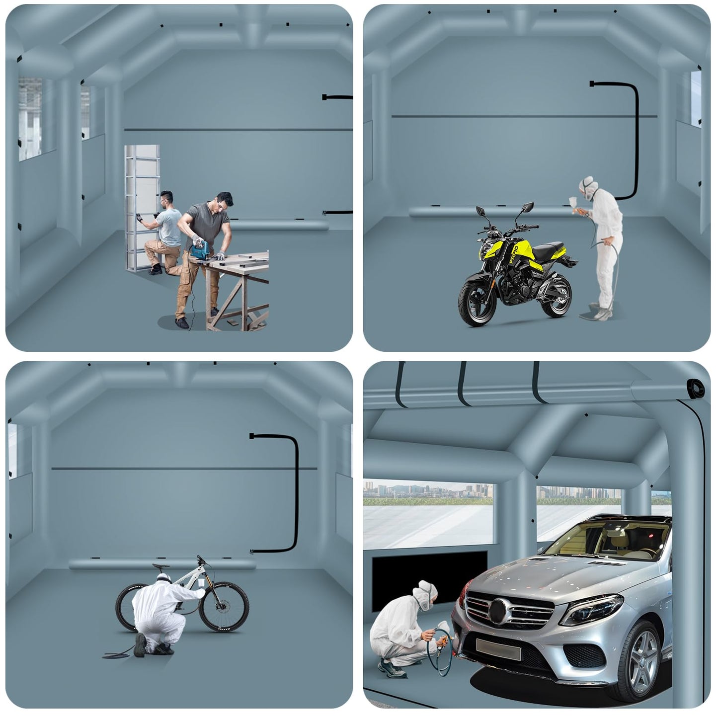 GONFLABLE 26 * 14.5 * 9.5FT Inflatable Spray Booth, Airbrush Paint Booth Blow up Tents for Camping Auto Car Parking Workstation Club