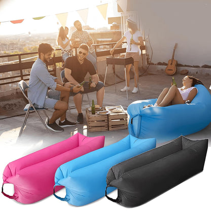 LONGJIN Inflatable Lounger Air Sofa Hammock, Inflatable Couch for Camping, Portable Waterproof Anti-Air Leaking Pouch Couch Air Chair for Outdoor, Beach, Hiking, Picnics, Music Festivals (Green)