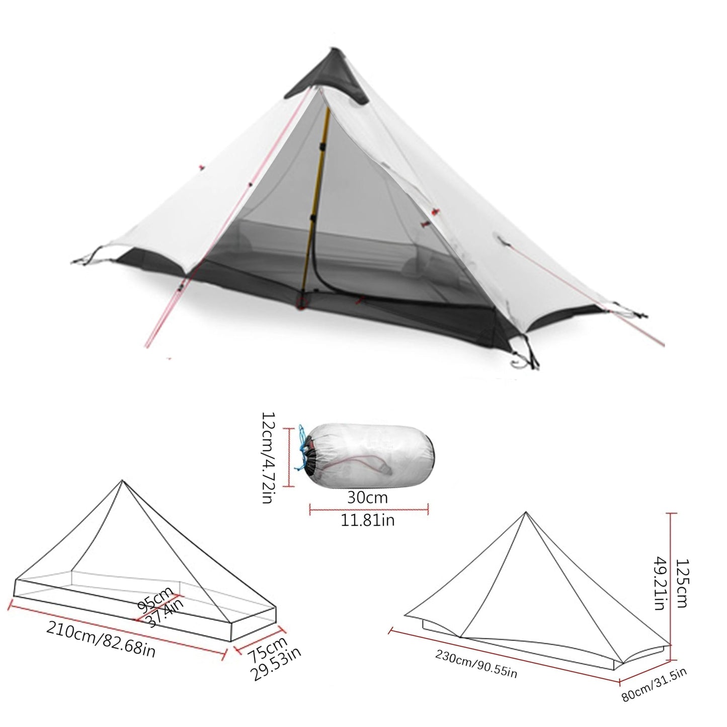 Ultralight Waterproof Tent, Double-Layer Three-Season Backpacking Tent for 1-Person Camping, Kayaking, Climbing, Hiking, Weighing in at only 2 pounds for The Tent (Grey)