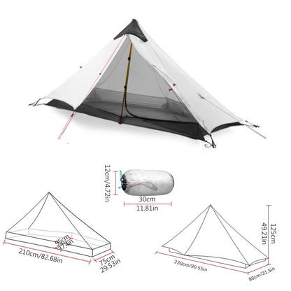 Ultralight Waterproof Tent, Double-Layer Three-Season Backpacking Tent for 1-Person Camping, Kayaking, Climbing, Hiking, Weighing in at only 2 pounds for The Tent (Grey)