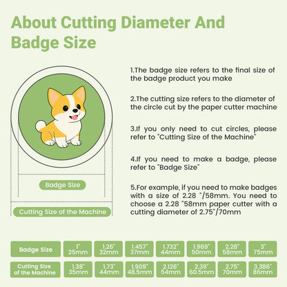 2.28" 58mm Button Paper Cutter, 2.75”/70mm Diameter Circle Cutter Circle Punch, Graphics Punch Cutter, 70mmDie Cut Machine for Making 2.28" 58mm Mode Buttons Machine (2.75”/70mm Cutting Diameter)