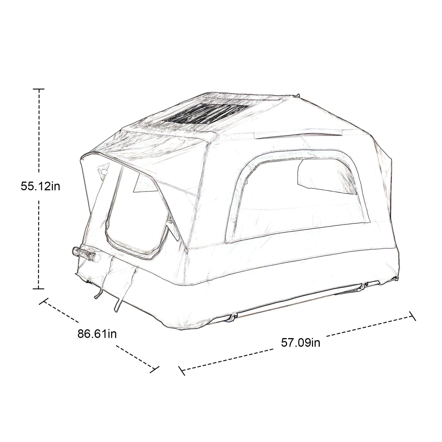 GDFStudio Inflatable Roof Top Tent for SUV Truck Car, 2 Person Rooftop Camping Tent with Air Beam Structure, Panoramic Skylight, Telescoping Ladder & Quick Setup, Outdoor Waterproof Travel Tent, Gray