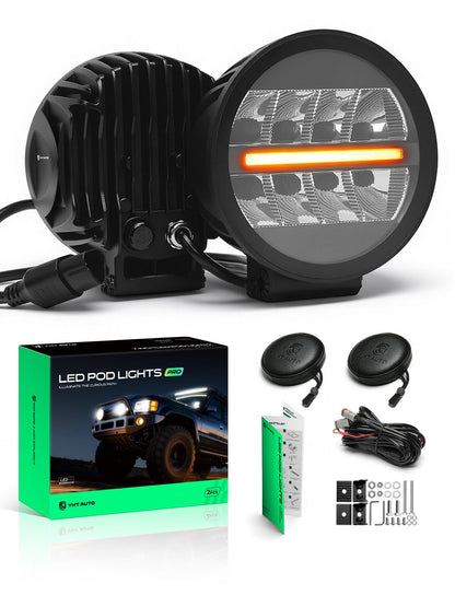 YHTAUTO 5.5 Inch LED Light Bars & Light Cover, 40W, 4000LM, 5700K, Spot Beam Off Road Camper Driving Pod Light for Motorcycle ATV UTV Dirt Bike 4x4 Truck Boat Trailer IP67 Waterproof Lamp