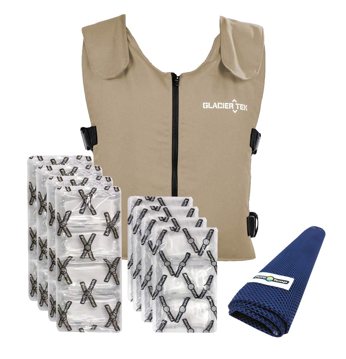 Glacier Tek Original Cool Vest with FR3 Flame-Retardant Banox Fabric and Nontoxic Cooling Packs Tan