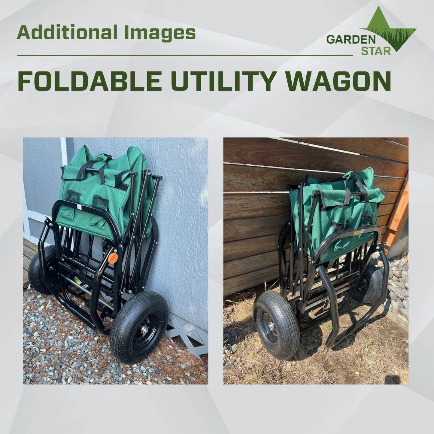 Garden Star 71001 Collapsible Folding Outdoor Utility Wagon for use Gardening, Camping, Beach, Sports Events, 13" Air-Filled Tires for Load Hauling on All Terrains, Easy Assembly