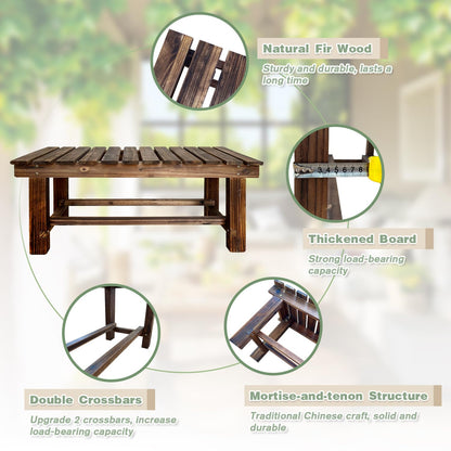 LSPYYDS Outdoor Garden Bench, 3-Person Wood Patio Bench Weatherproof Outdoor Backless Bench, Anti-Corrosion and Anti-Rust Garden Benches for Garden Lawn Porch Park Backyard (Carbonized,47.25''/120cm)