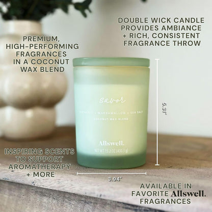 Scented 2-Wick 15oz Spa Jar Candle (Savor (Pistachio + Marshmallow + Sea Salt))