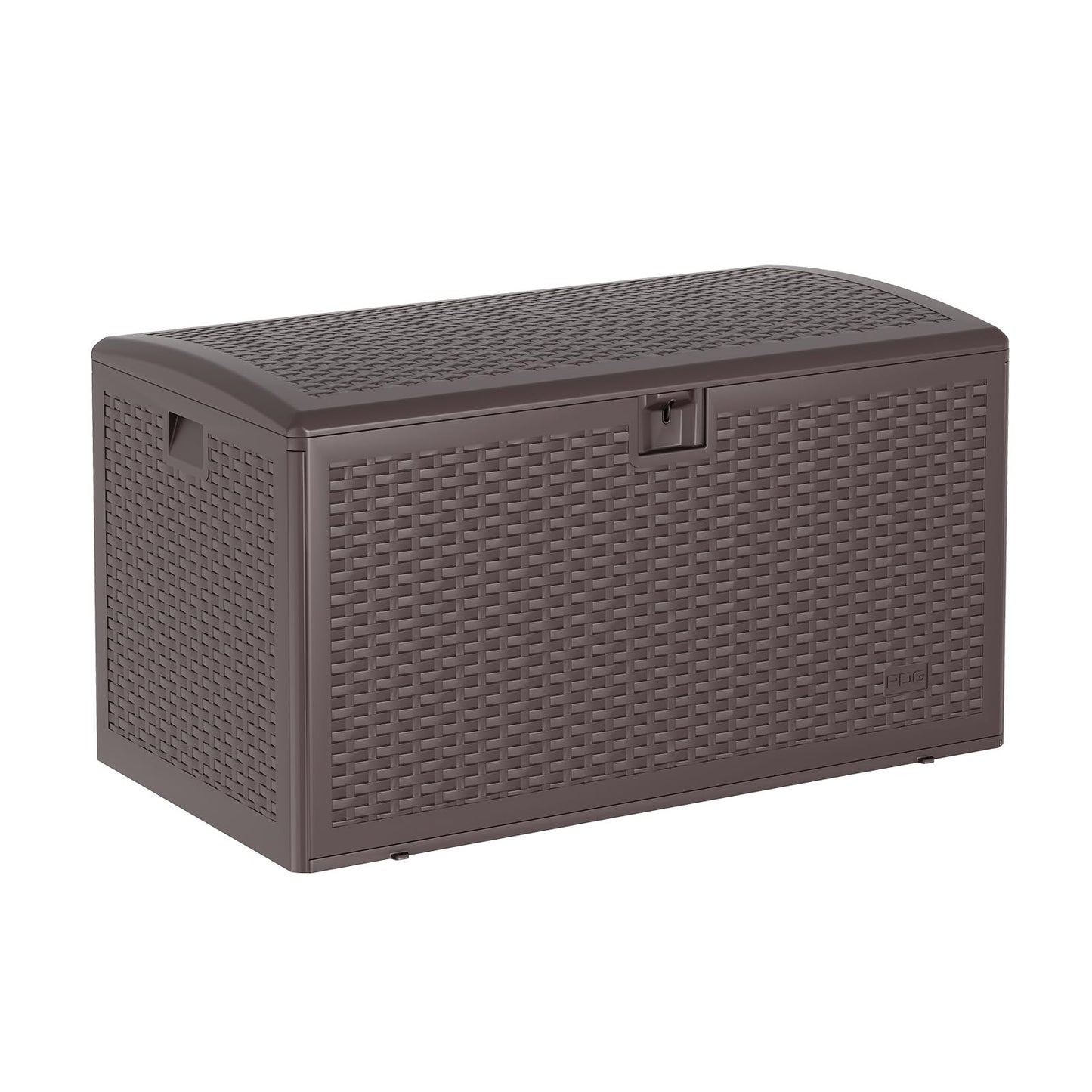120 Gallon Waterproof Large Resin Deck Box Indoor Outdoor, Lockable Storage Container for Patio Furniture Cushions, Throw Pillows, Garden Tools, and Pool Floats, Brown