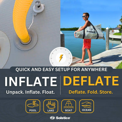 SOLSTICE 10-Person Classic Inflatable Dock, Floating Water Raft Platform, 10ft x 10ft - Outdoor Fun for Lake, River, Swimming Pool & Beach, Includes Carry Bag & Repair Kit