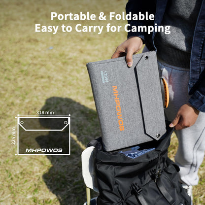 MHPOWOS 120W Foldable Solar Panel, 23% High-Efficiency Portable Charger with USB-C/2xUSB-A/DC Outputs, ETFE Monocrystalline IP65 Waterproof for RV Power Stations Camping Off-Grid Living Backpacking