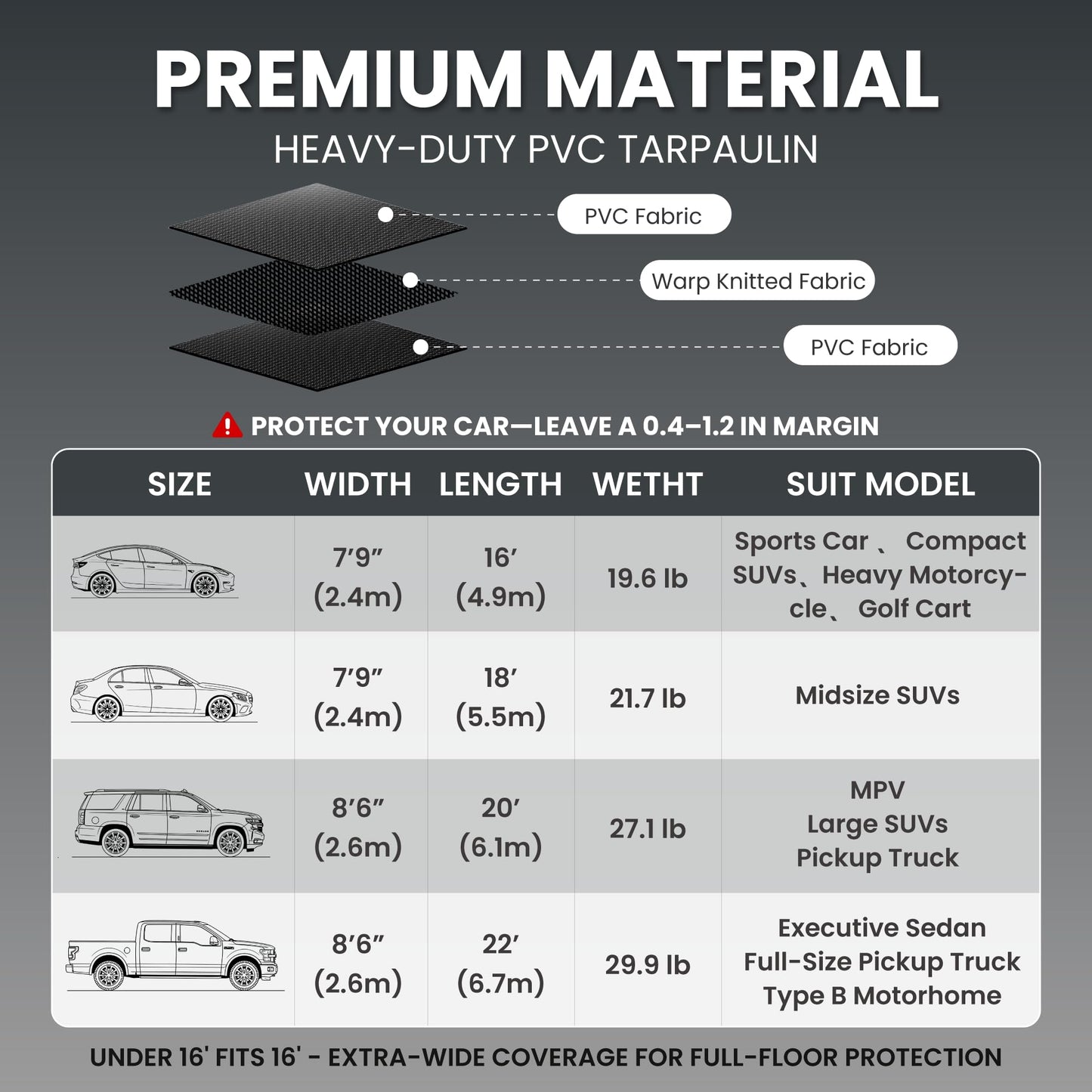 DremGara 7'9" x 18' Heavy-Duty Garage Floor Mat - 610GSM Commercial-Grade PVC Containment Mat with 1.2" Raised Edges to Trap Water, Mud, Snow & Oil, Waterproof Garage Floor Mat for Cars, Non-Slip