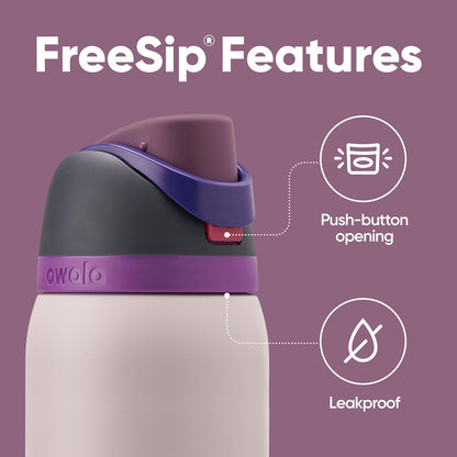 Owala FreeSip Insulated Stainless Steel Water Bottle - 24 Oz with Anti-Slip Silicone Boot | Black