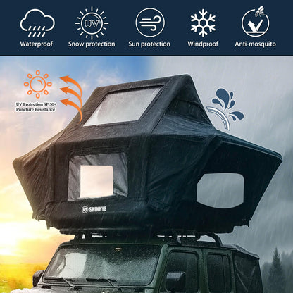 Rooftop Tent Hard Shell, Roof Top Tent Hardshell for Truck Car Jeep SUV Van, Waterproof Rooftop Tents for Camping (Black)