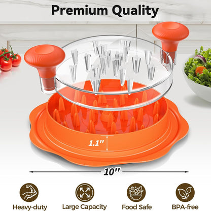 Ukeetap 10" Pro Chicken Shredder Tool - BPA-Free Meat Grinder with Ergonomic Handle & Anti-Slip Base, Orange