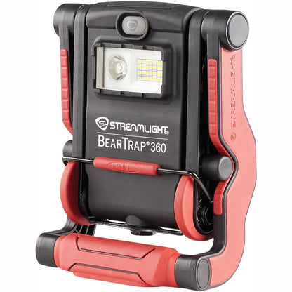 Streamlight 61523 BearTrap 360 2000-Lumen Rechargeable Work Light with Spot and Floods Modes, Rotating Body, and Magnetic Base, Red