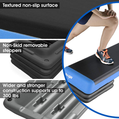 Yes4All 2-in-1 Adjustable Aerobic Step Platform Fitness Exercise Stepper with Rocker Balance Board Legs for Home Workout, Step Exercise & Balance Training