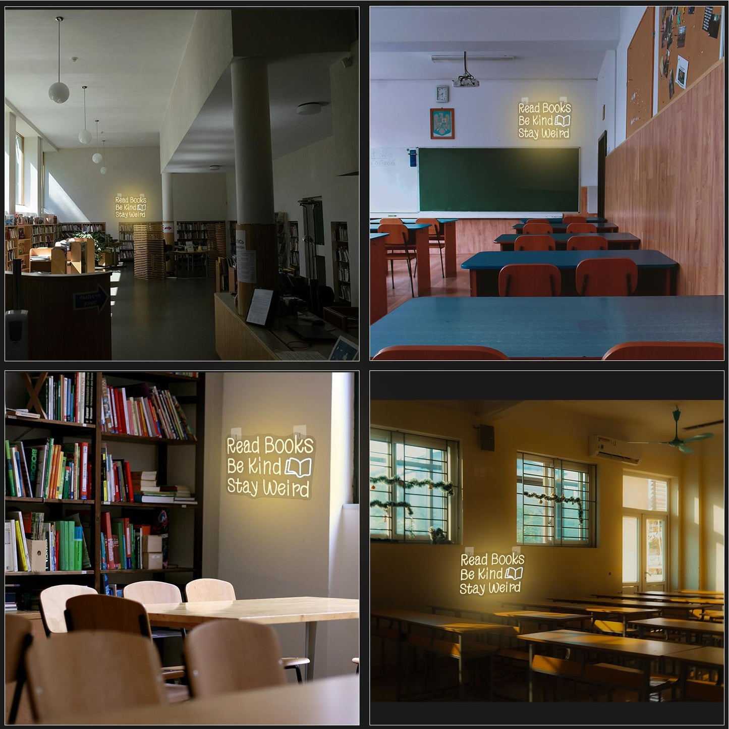 WLHOPE Read Books Be Kind Neon Sign Neon Signs for Wall Decor Dimmable Read Books Neon Lights LED Sign for Book Lovers Gifts Bedroom Bookstore Reading Room Library Study Room Decoration