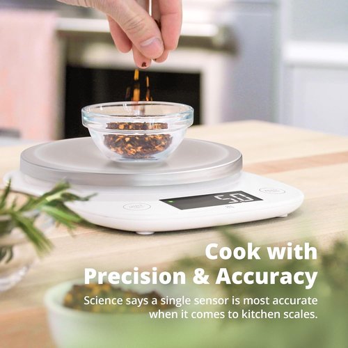 Greater Goods Digital Kitchen Scale - LCD Display, Weighs Grams & Ounces, Up to 11 lbs, White