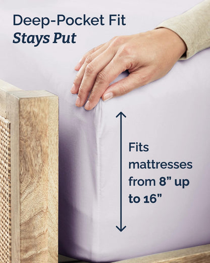Skiennix Twin XL Sheet Set - Comfy Cooling 3-Piece Bedding - Deep Pocket, Wrinkle-Free - Light Lavender