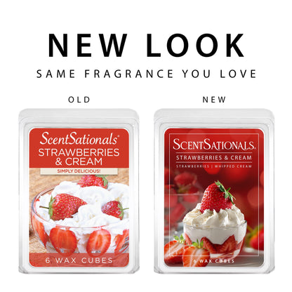 ScentSationals Strawberries & Cream Scented Wax Melts - Strawberry & Whipped Cream, 10oz (24 Cubes)