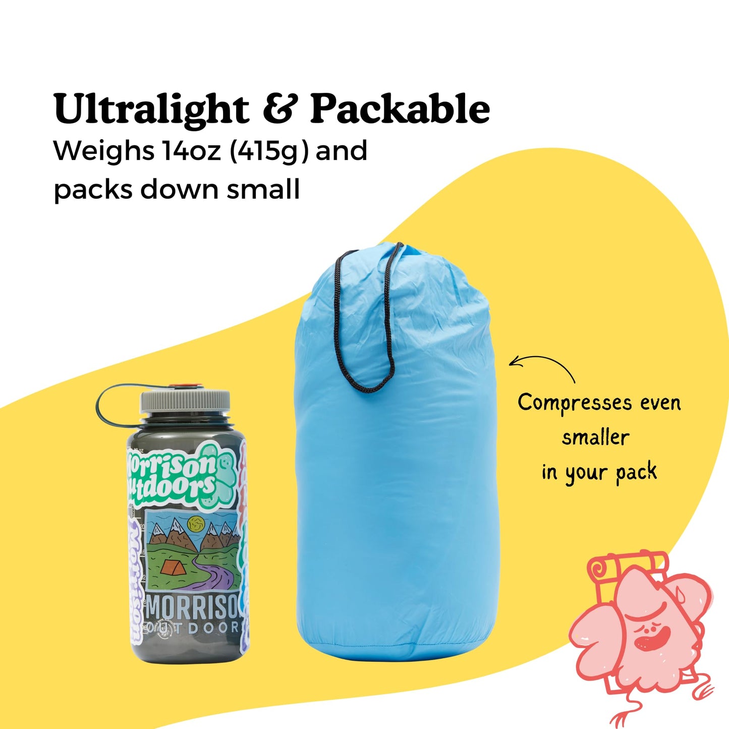Mighty Mo 20° Down Kids Sleeping Bag (Ages 3-5). The Warmest, Lightest Camping Sleeping Bag for Kids Ages 3-5. (Bayberry Blue)