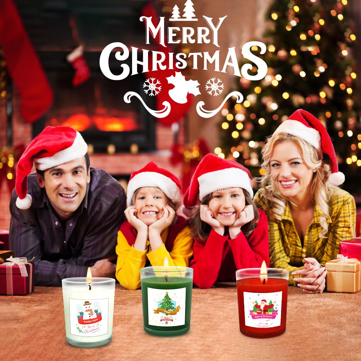 Christmas Scented Glass Votive Candle Set - 12 Pack, Holiday Fragrances: Apple & Cinnamon, Vanilla Cake, and Cedar - Festive Decor Candles for Home Parties Gifts
