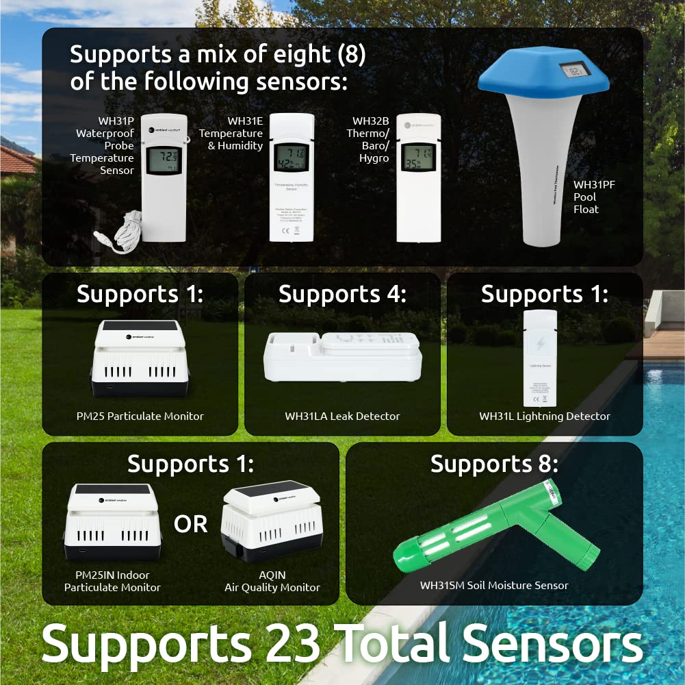Ambient Weather WS-5000 Ultrasonic Smart Weather Station with TFT Full Color LCD Display