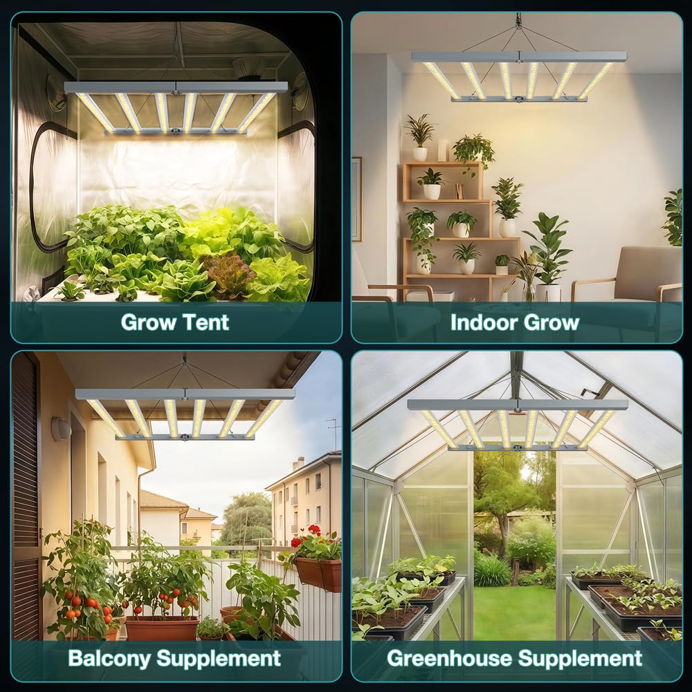 720W Full Spectrum LED Grow Light for Indoor Plants, Foldable 6-Bar Dimmable, 1944μmol/s PPF, 2.7μmol/J, High PPFD Covers 5x5ft Tent for Hydroponic Greenhouse Veg Bloom